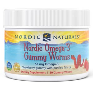 Nordic Omega-3 Gummy Worms 30 Strawberry